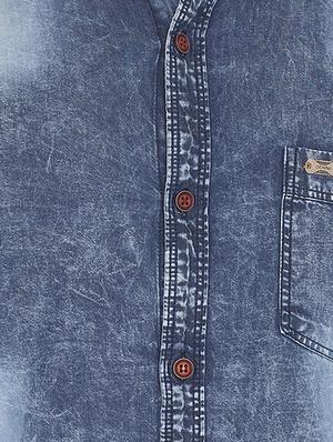 blue faded denim casual shirt - 17234519 - Standard Image - 5