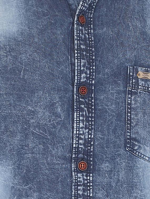 blue faded denim casual shirt - 17234519 - Zoom Image - 5