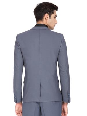 blue solid single breasted casual blazer - 17234619 - Standard Image - 3