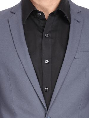 blue solid single breasted casual blazer - 17234619 - Standard Image - 5