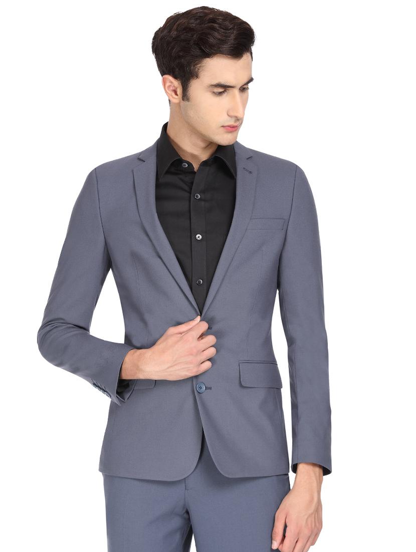 blue solid single breasted casual blazer - 17234619 - Zoom Image - 1