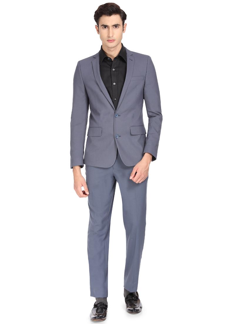 blue solid single breasted casual blazer - 17234619 - Zoom Image - 4