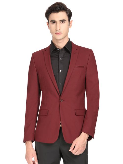 red solid single breasted casual blazer - 17234621 - Standard Image - 1
