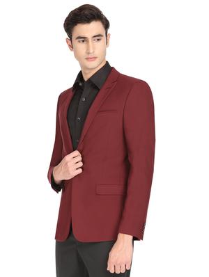 red solid single breasted casual blazer - 17234621 - Standard Image - 2