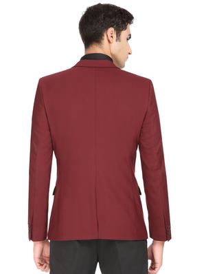 red solid single breasted casual blazer - 17234621 - Standard Image - 3