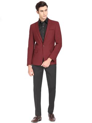 red solid single breasted casual blazer - 17234621 - Standard Image - 4