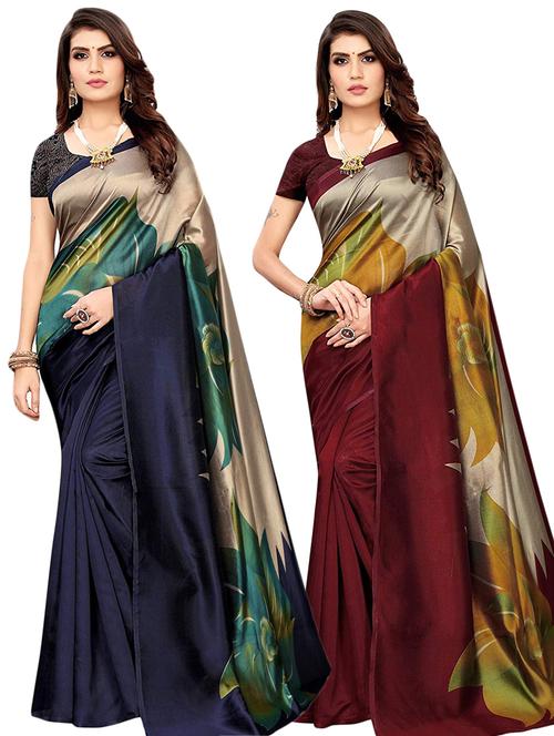 set of 2pcs combo saree with blouse - 17234743 - Standard Image - 1