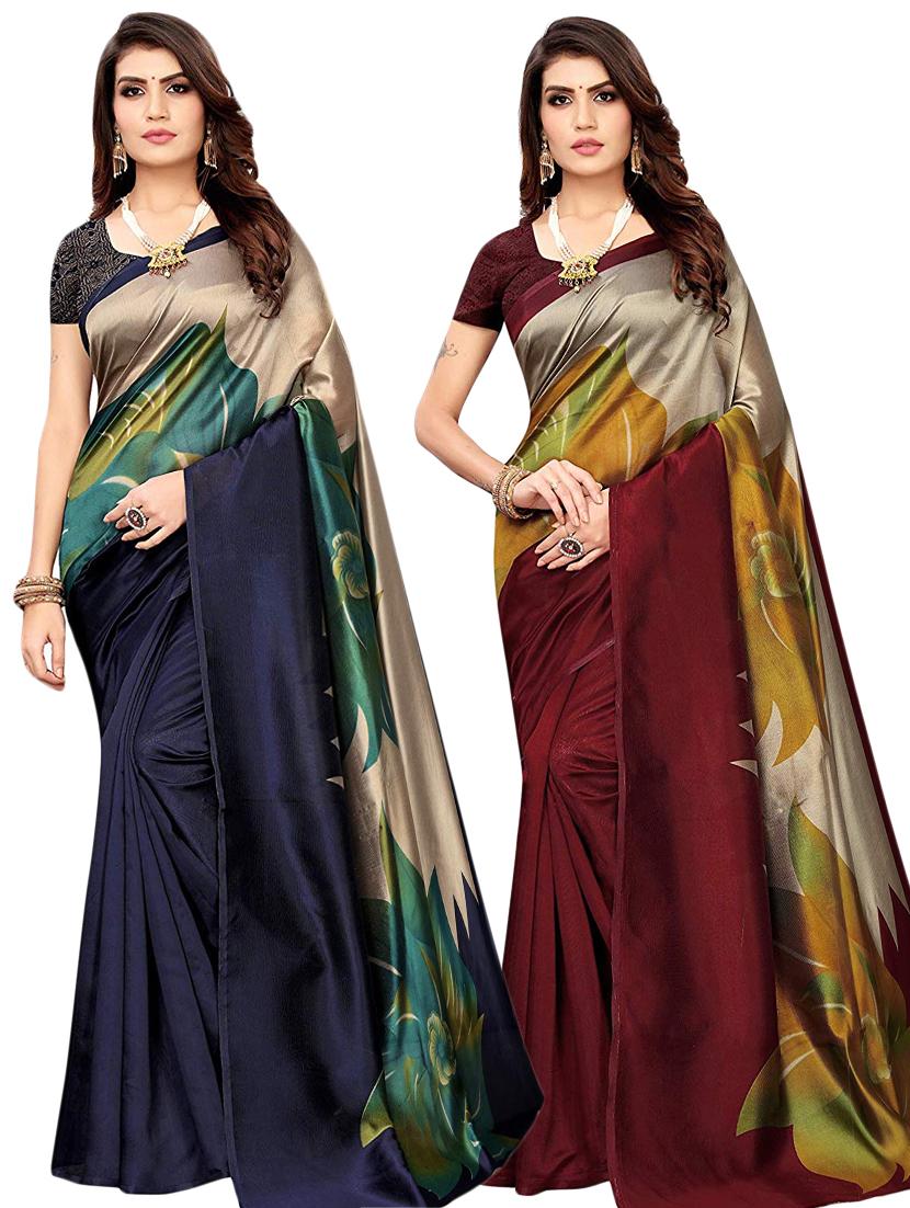 set of 2pcs combo saree with blouse - 17234743 - Zoom Image - 1