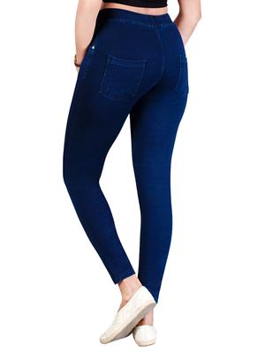 navy blue cotton blend jeggings - 17234752 - Standard Image - 3