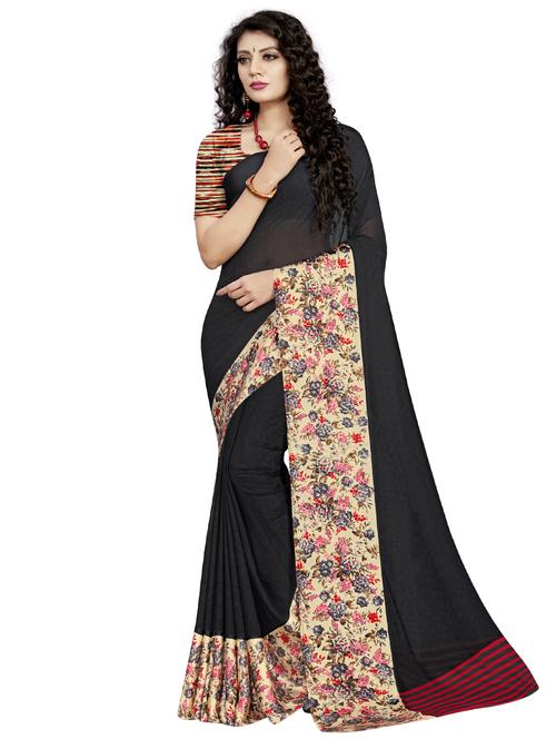 solid bordered saree with blouse - 17234838 - Standard Image - 1