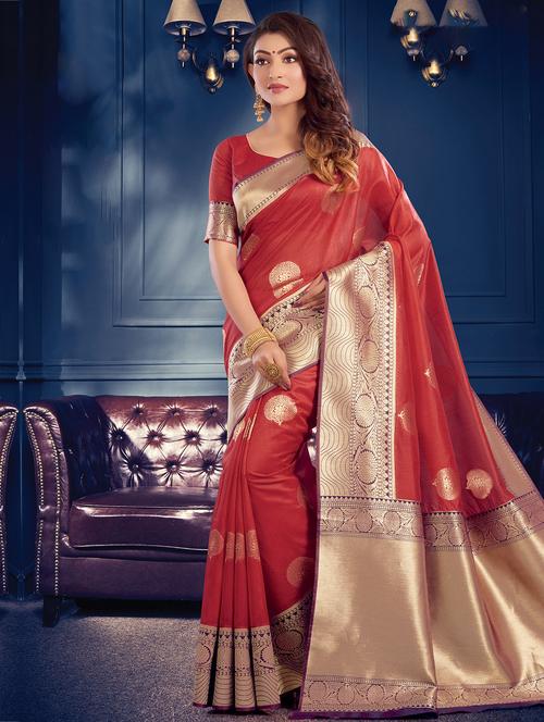 self design woven saree with blouse - 17234842 - Standard Image - 1