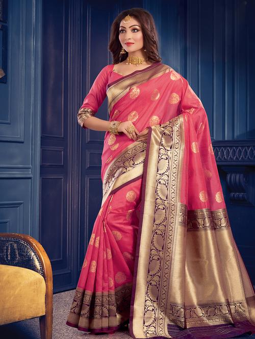 self design woven saree with blouse - 17234844 - Standard Image - 1