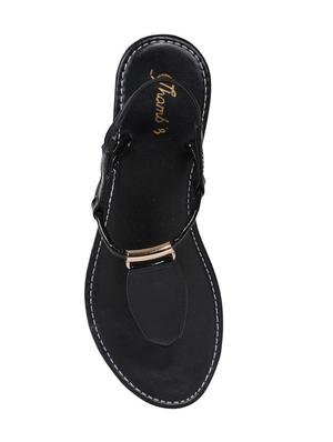 black t-strap sandals - 17234934 - Standard Image - 3