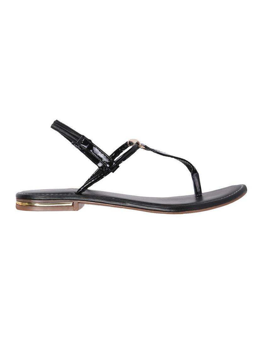 black t-strap sandals - 17234934 - Zoom Image - 2