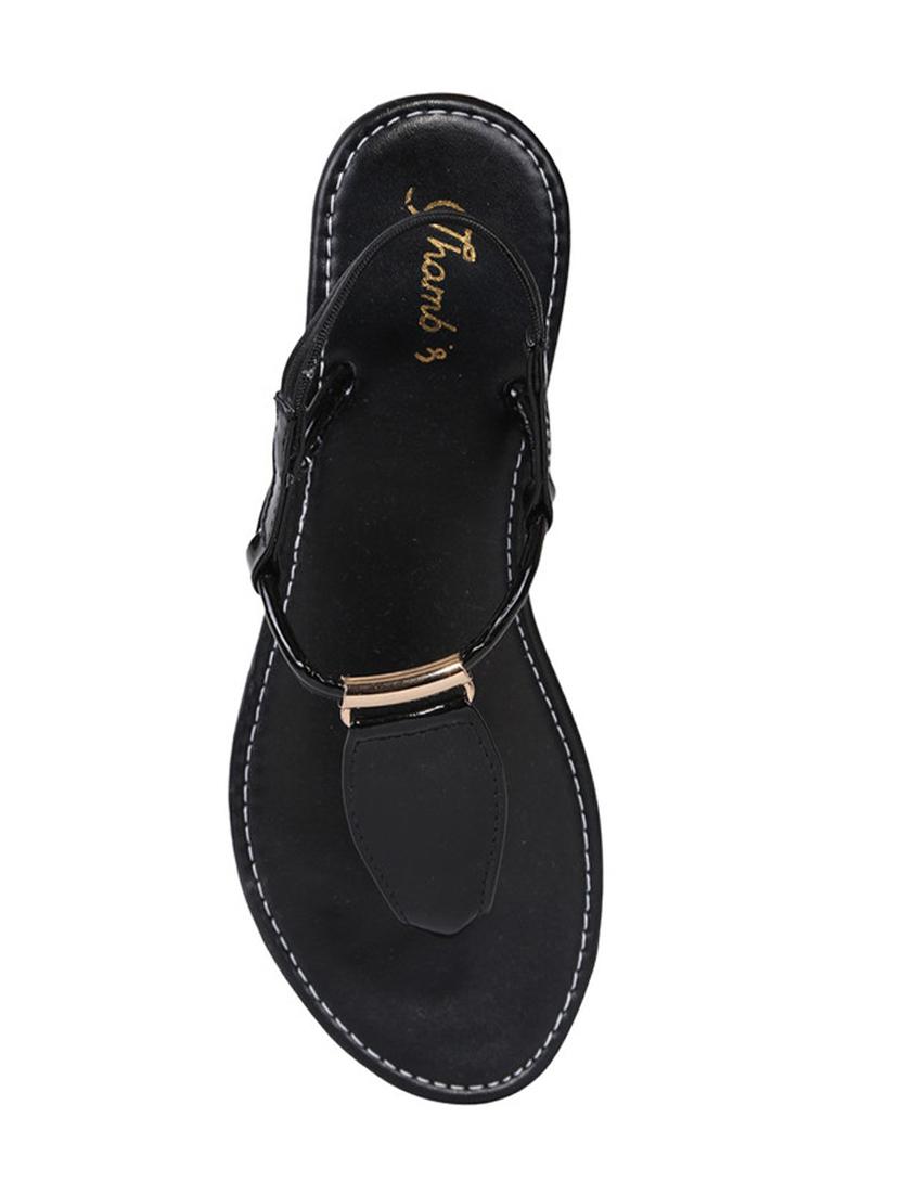 black t-strap sandals - 17234934 - Zoom Image - 3
