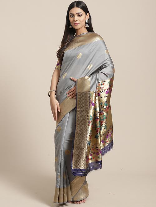 self design banarasi saree with blouse - 17234952 - Standard Image - 1