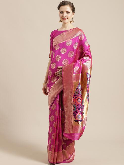 self design banarasi saree with blouse - 17234959 - Standard Image - 1