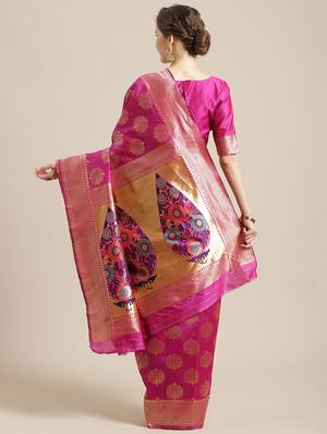 self design banarasi saree with blouse - 17234959 - Standard Image - 2