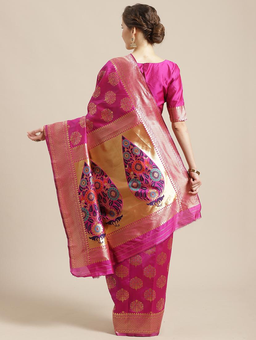 self design banarasi saree with blouse - 17234959 - Zoom Image - 2