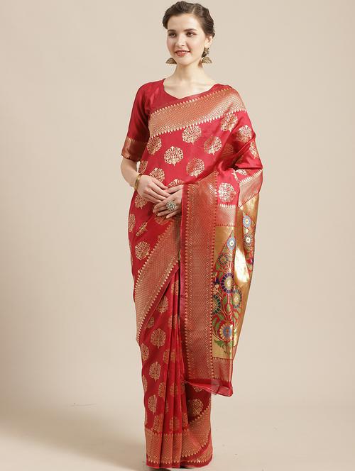 self design banarasi saree with blouse - 17234961 - Standard Image - 1