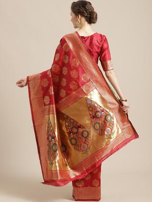 self design banarasi saree with blouse - 17234961 - Standard Image - 2