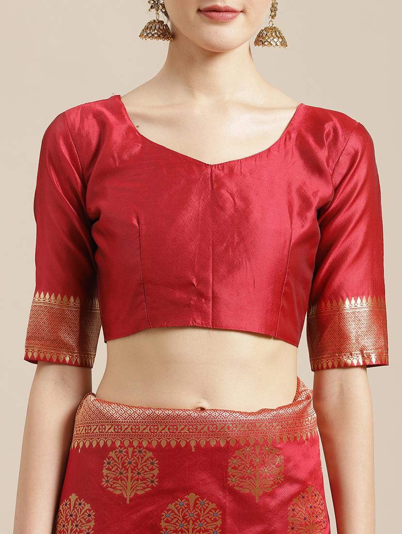 self design banarasi saree with blouse - 17234961 - Zoom Image - 4