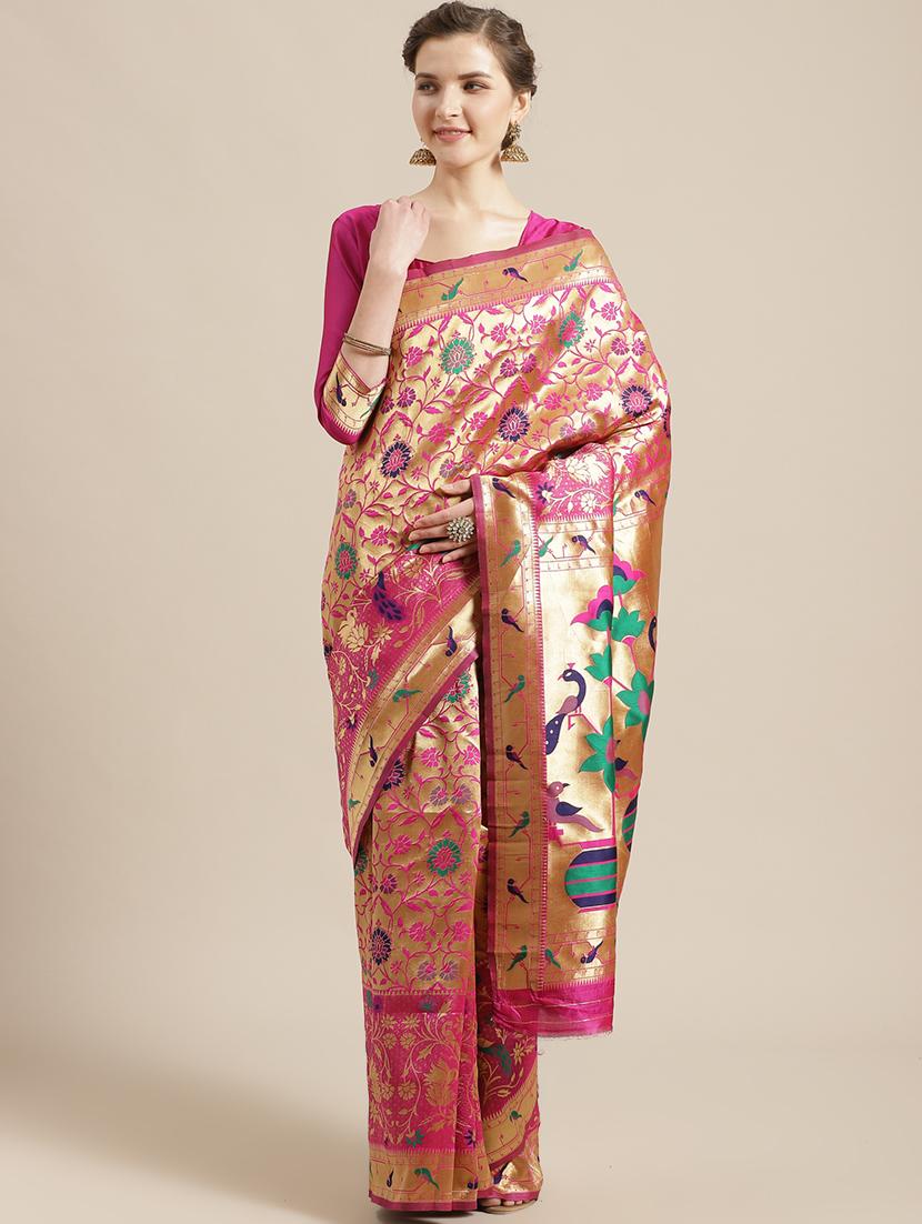 self design banarasi saree with blouse - 17234964 - Zoom Image - 1