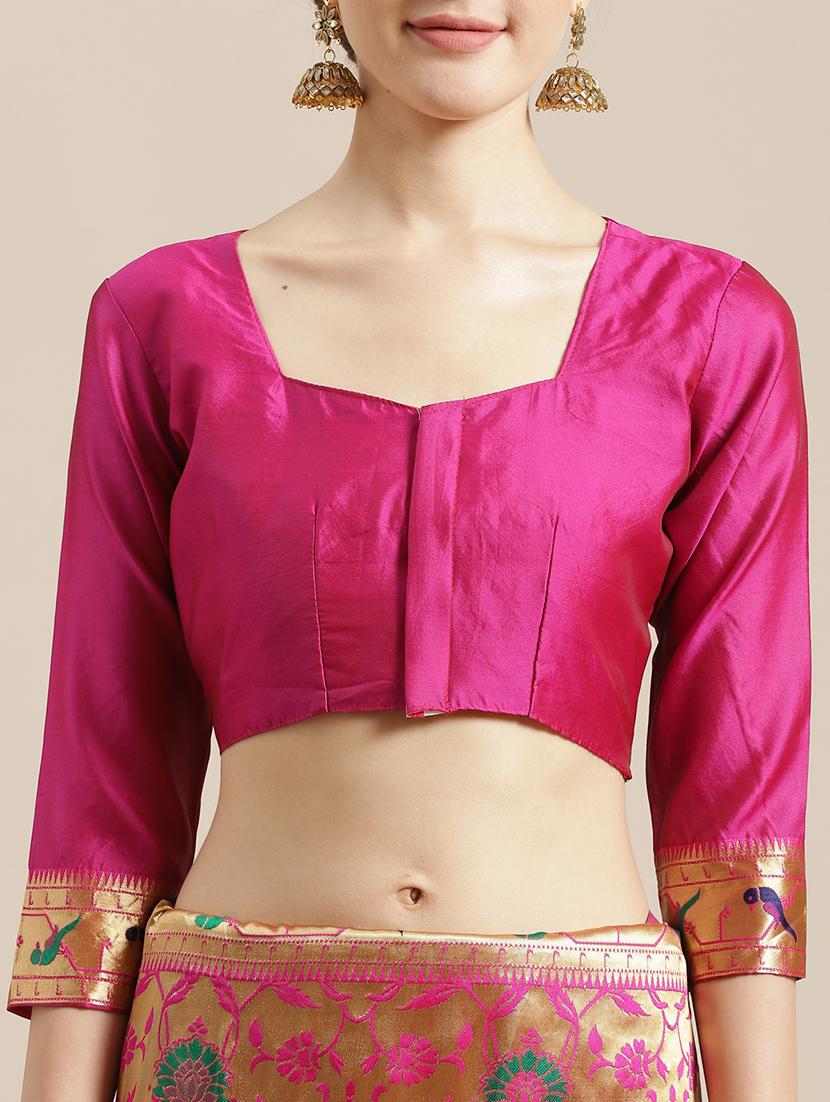 self design banarasi saree with blouse - 17234964 - Zoom Image - 4