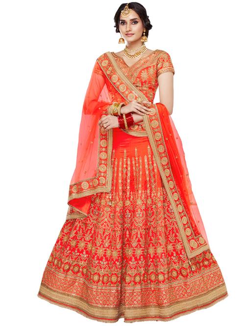 embroidered flared lehenga saree - 17235041 - Standard Image - 1