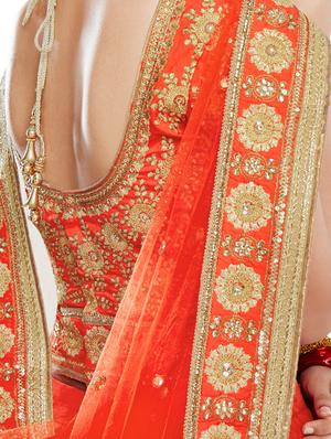 embroidered flared lehenga saree - 17235041 - Standard Image - 2