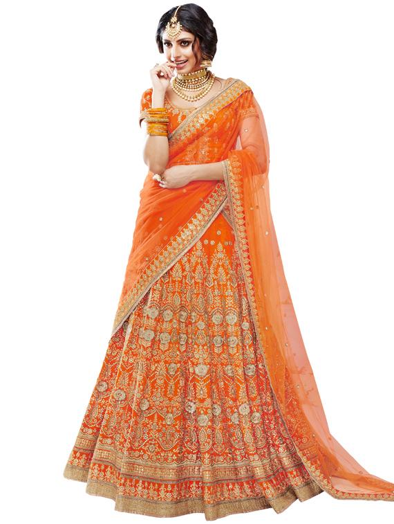 embroidered flared lehenga saree - 17235064 - Zoom Image - 1