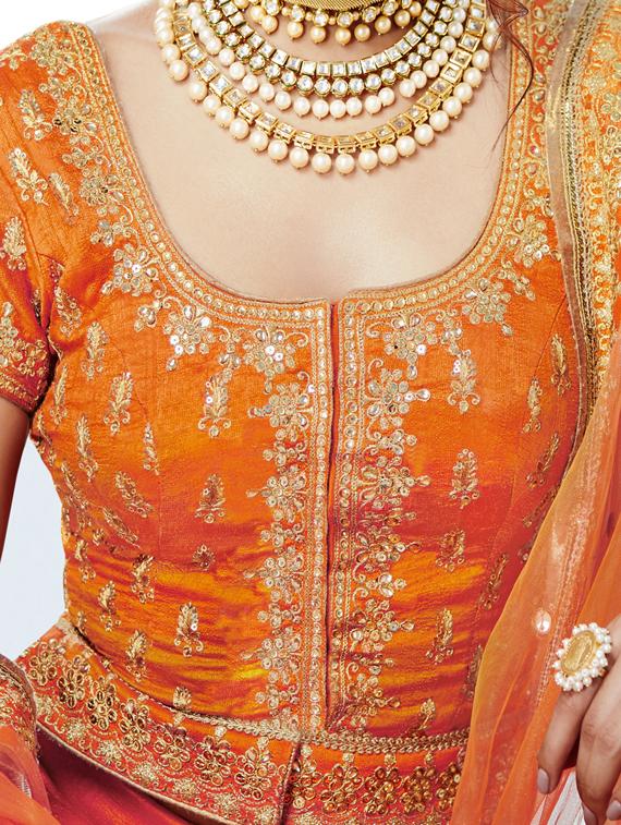 embroidered flared lehenga saree - 17235064 - Zoom Image - 2