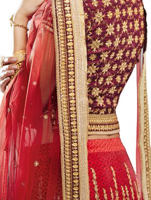 embroidered flared lehenga saree - 17235076 - Standard Image - 2