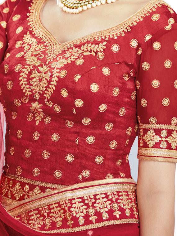embroidered flared lehenga saree - 17235081 - Zoom Image - 2