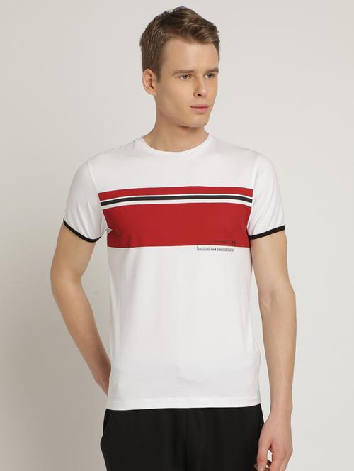 white color block cut & sew t-shirt - 17235214 - Standard Image - 1