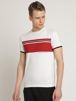 white color block cut & sew t-shirt - 17235214 - Standard Image - 2