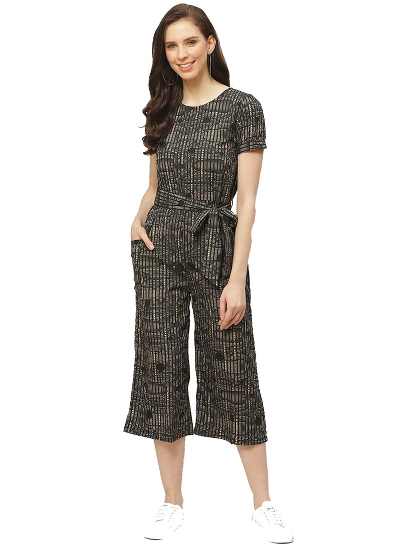 tie front 3/4 jumpsuit - 17235565 - Zoom Image - 1