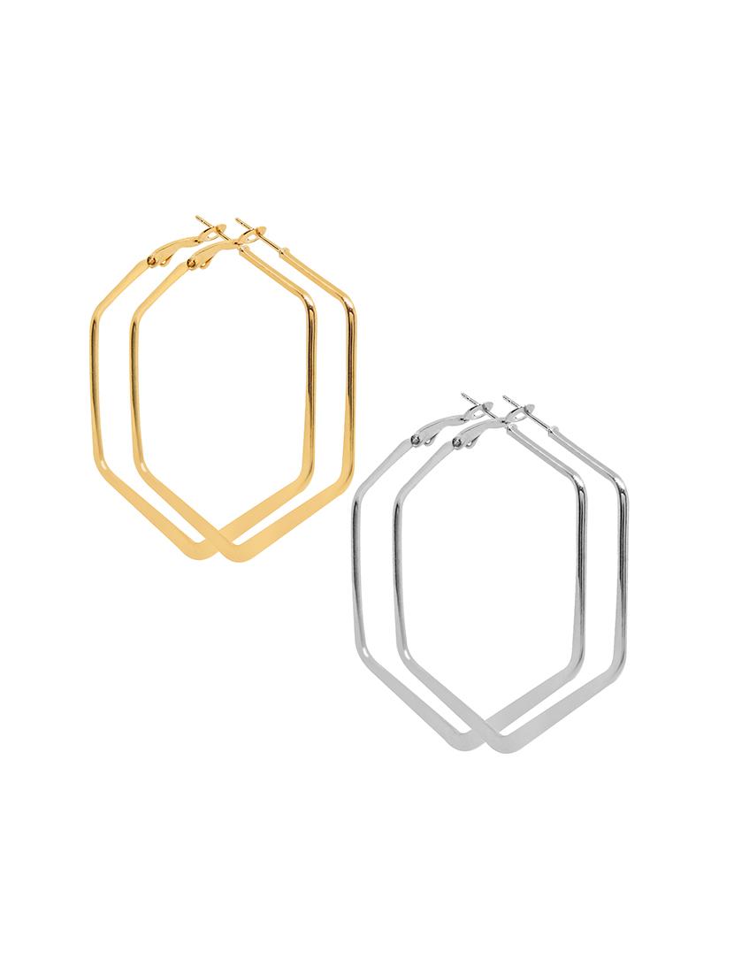 silver metal hoop earring - 17235898 - Zoom Image - 3