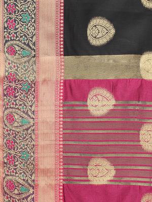 self design banarasi saree with blouse - 17236062 - Standard Image - 4