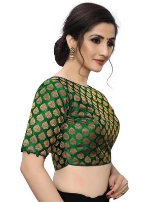 bottle green printed blouse - 17236232 - Standard Image - 2