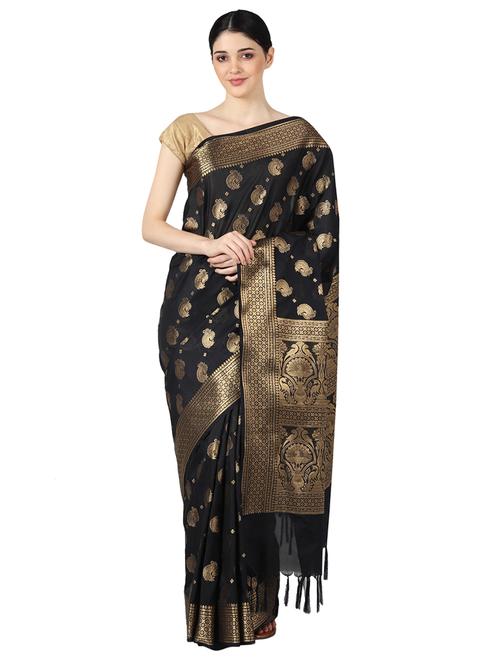 self design banarasi saree with blouse - 17236549 - Standard Image - 1