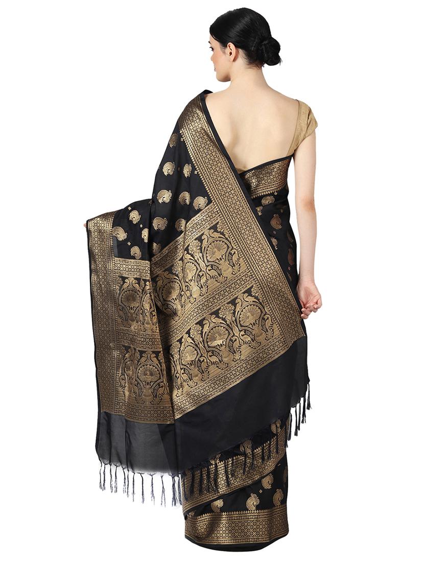 self design banarasi saree with blouse - 17236549 - Zoom Image - 2