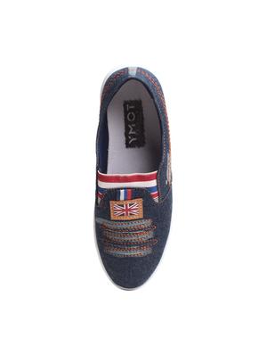 blue synthetic slip on shoes - 17237541 - Standard Image - 4