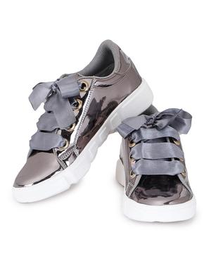 grey synthetic laceup sneakers - 17238492 - Standard Image - 4