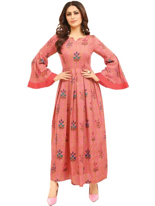 floral print flared kurta - 17238681 - Very Small Image - 1