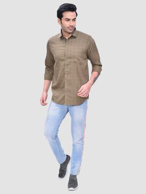 olive green checkered casual shirt - 17238913 - Standard Image - 4