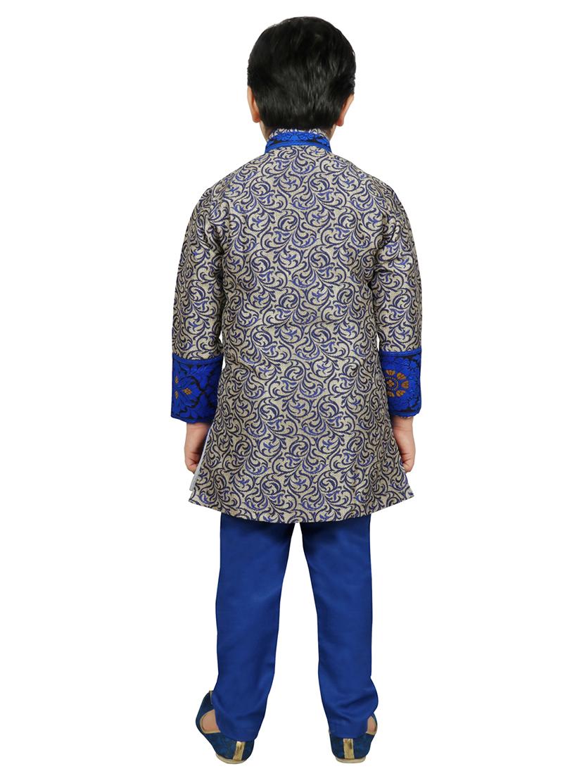 blue silk kurta sets - 17239350 - Zoom Image - 3
