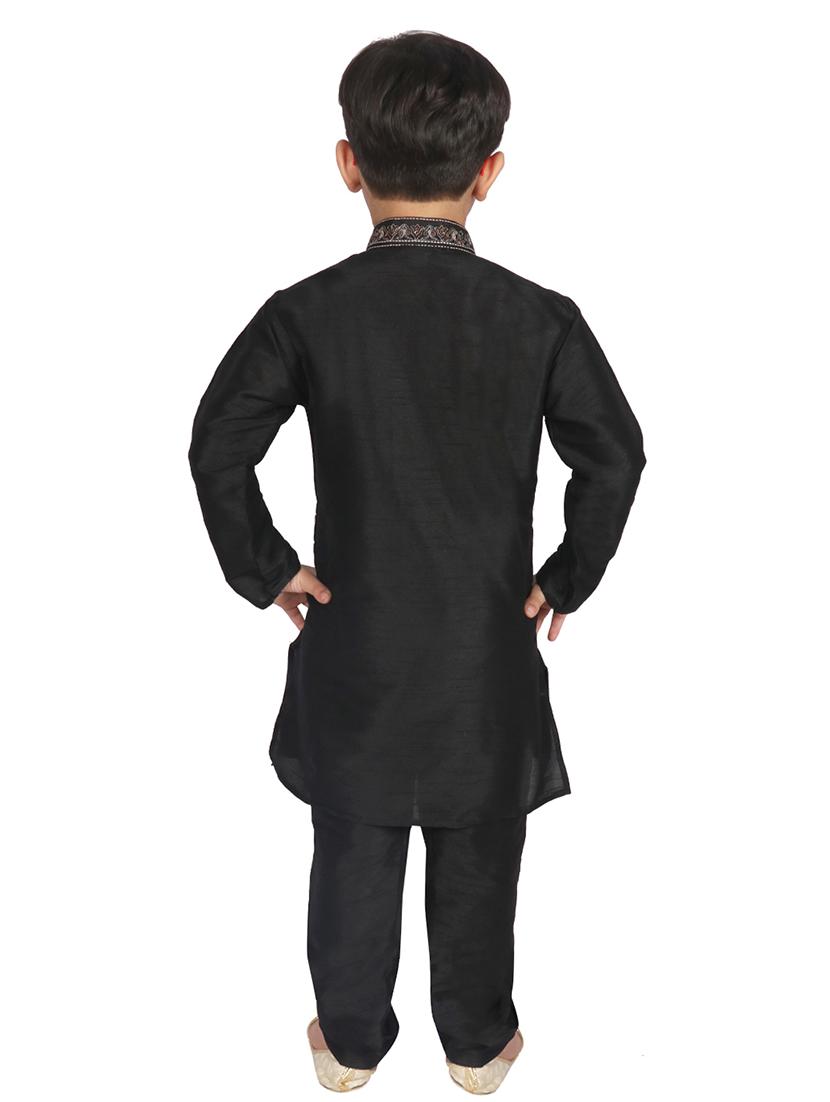 black cotton kurta sets - 17239362 - Zoom Image - 3