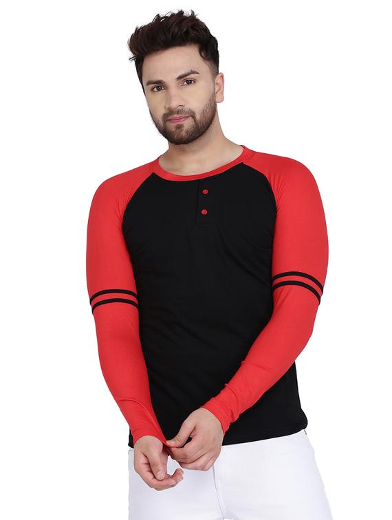 red color block raglan t-shirt - 17239534 - Zoom Image - 1
