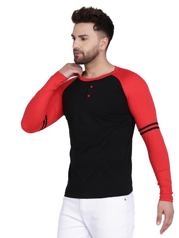 red color block raglan t-shirt - 17239534 - Zoom Image - 2